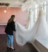 Walk by any Sophia’s Bridal and get a glimpse of rotating styles in the front window display, curated by stylists – always a great source for wedding style inspiration.