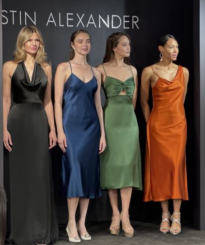 Justin Alexander Studio dresses available in 23 colors, 2 fabrics and four body types.