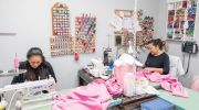 Poffie Girls’ sewing room and two seamstresses.