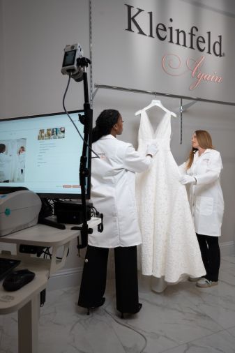 Each gown is double inspected and certified to guarantee the listing's  authenticity.
(Photo courtesy Kleinfeld)